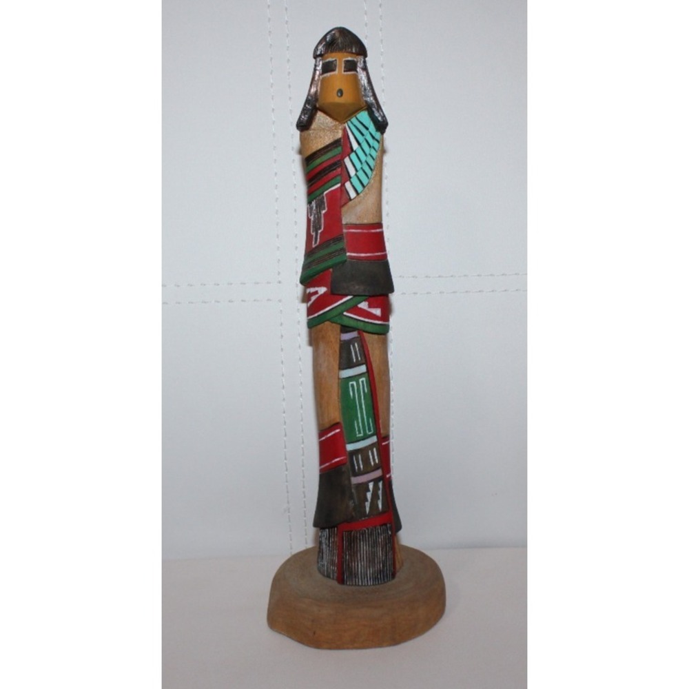 vintage signed carved wood 13" Katsina Kachina doll 1975 Hopi